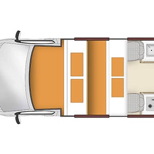 Apollo Endeavour Campervan – 4 Berth – night layout