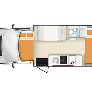 Apollo Euro Star Motorhome – 4 Berth – night layout