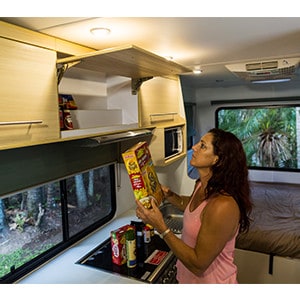 Britz Explorer Motorhome – 4 Berth – kitchen storage