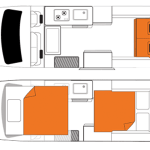 Britz HiTop Campervan – 3 Berth – layout