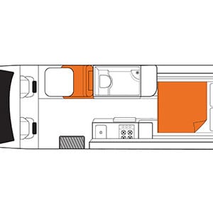 Britz Venturer Motorhome – 2 Berth – night layout