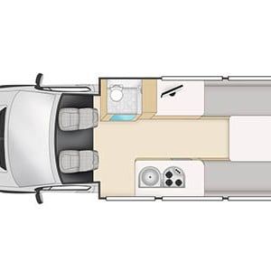 Cheapa Motorhome – 2 Berth – daytime layout