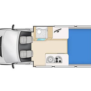 Cheapa Motorhome – 2 Berth – nighttime layout