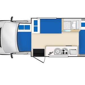 Cheapa Motorhome – 6 Berth – floor layout night