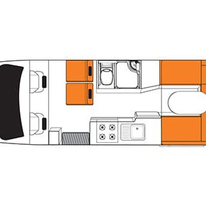 Britz Discovery Motorhome – 4 Berth-floorplan-day