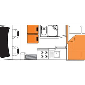 Britz Discovery Motorhome – 4 Berth-floorplan-night