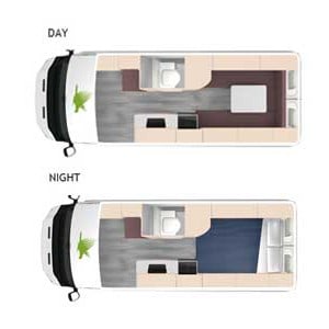 Kea Luxury Campervan – 2 Berth – daynight topview