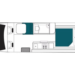 Maui Ultima Motorhome – 2 Berth – night layout