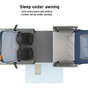 Spaceships Beta 2S Campervan – 2 Berth – awning layout