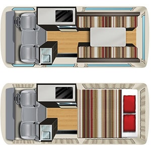 TC HiTop Trail Finder Campervan – 3 Berth – layout