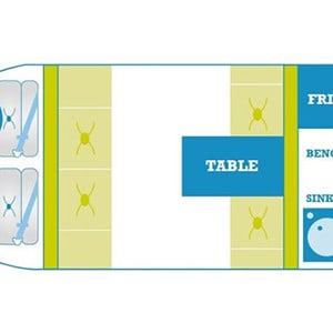 Lucky Rodeo Campervan – 2 Berth – day layout