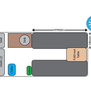 Road Runner Rentals Clubby Campervan – 2 Berth – day layout