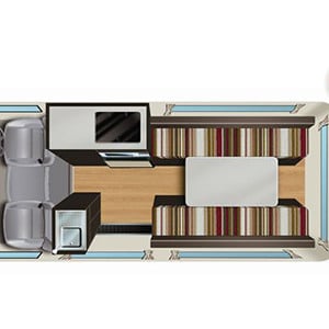 Road Runner Rentals Queenie Campervan – 2 Berth – day layout