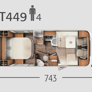 Kiwi Cruise Motorhome – 4 Berth – layout