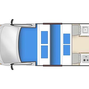 Hippie Endeavour Campervan – 4 Berth – night layout