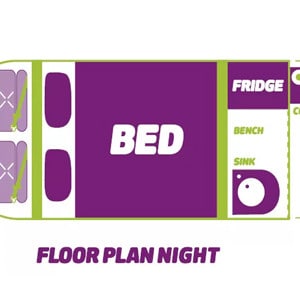 Jucy Champ Campervan – 4 Berth – night layout