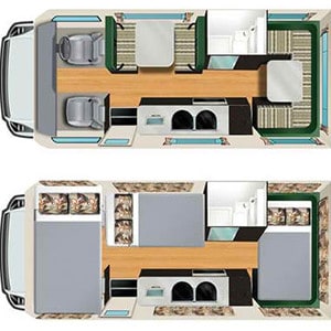 RVR Self Contained Campervan – 6 Berth – layout