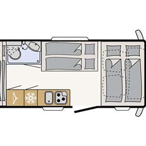 MC Family Plus Motorhome – 6 Berth – night layout