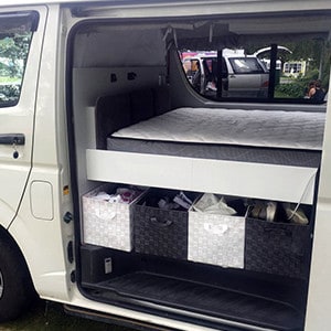 SAS Campervan – 2 Berth – bed side view