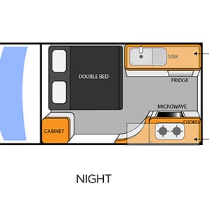 TA Hi 5 Campervan – 5 Berth- night layout lower level