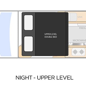 TA Hi 5 Campervan – 5 Berth-night layout upper level