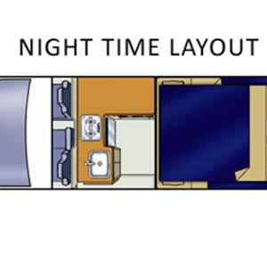 Freedom Path Finder Campervan – 4+1 Berth – night layout