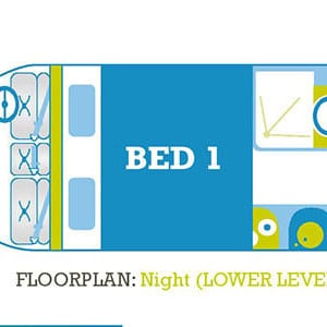 Lucky Rambler High Top Campervan – 3 Berth-floorplan-night-lower-level