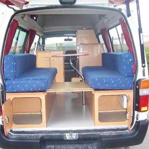 BZ Toyota Hiace HiTop Campervan – 2 to 3 Berth – rear door open