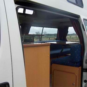 BZ Toyota Hiace HiTop Campervan – 2 to 3 Berth – side door open