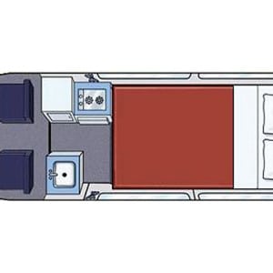 BZ Toyota Hiace SBV HiTop Campervan – 2 Berth – night layout