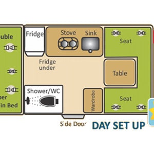 CC Motorhome – 4 Berth – day layout