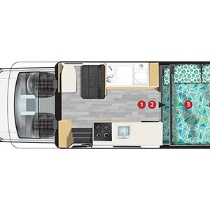 PH GEM Standard Motorhome- 4 Berth-night-layout