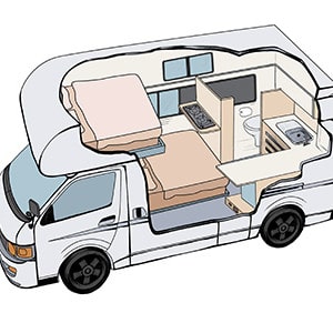 WKC Campervan – 4 Berth-night-layout