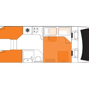 Britz Wanderer Motorhome – 4 Berth_Twin Singles_floorplan_night