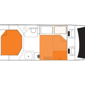 Britz Odyssey Motorhome – 4 Berth-Fixed Double Bed_floorplan_night