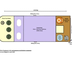 MJ Nissan Medium Roof Campervan- 2 Berth Layout 2