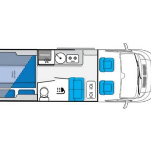 PF Self-contained Motorhome – 2 Berth – Layout