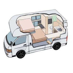 WKC Explorer Campervan – 4 Berth Layout Night